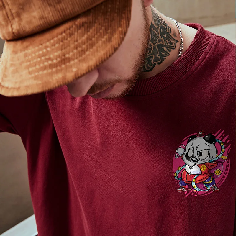 ZAZOMDE Hip Hop Men Harajuku Streetwear T-shirt Fashion Loose Men Student Print Short-sleeved Tee Letter Panda Round Neck Tshirt