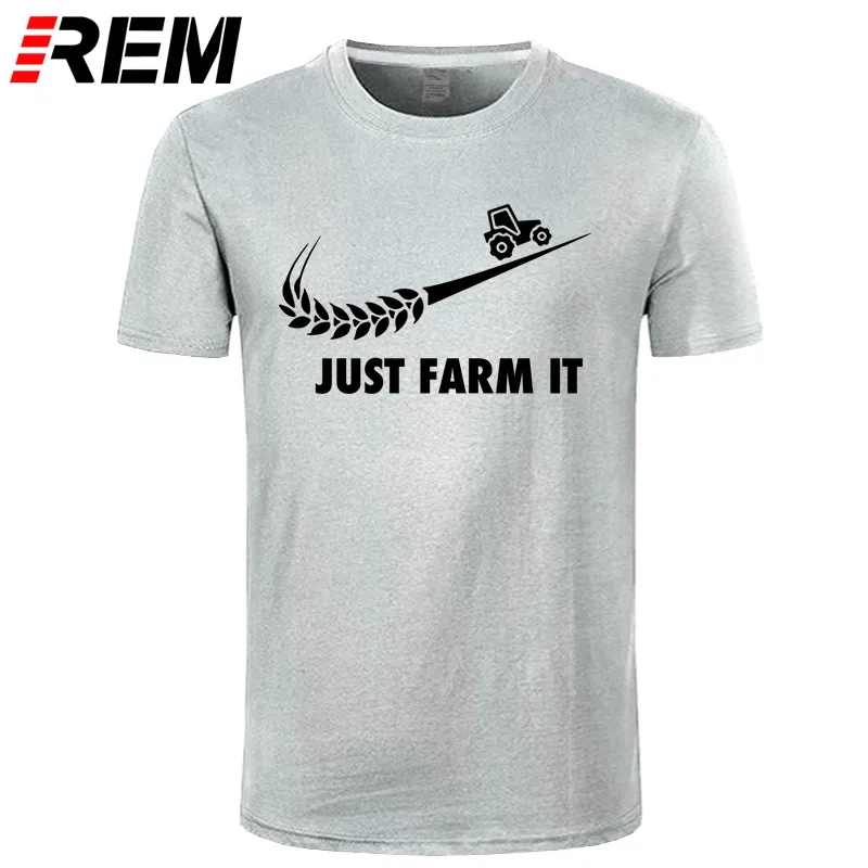 gray black Модная футболка Just Farm It, мужские хлопковые фермерские футболки с круглым вырезом и короткими рукавами, Мужская футболка для сельского хозяйства, топы - Цвет: gray black
