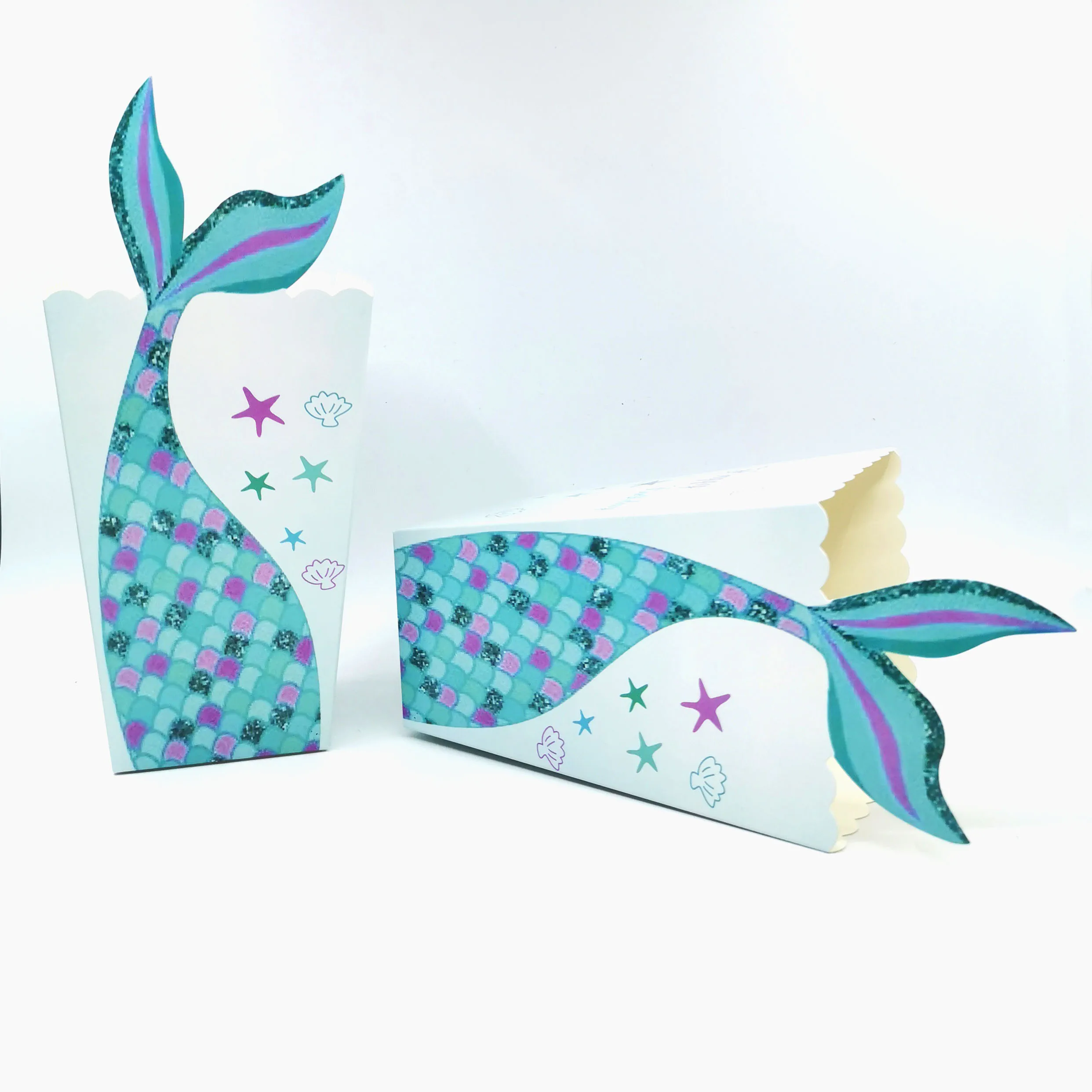 Русалочка бумажные коробки для попкорна сумки милые попкорн коробка вечерние