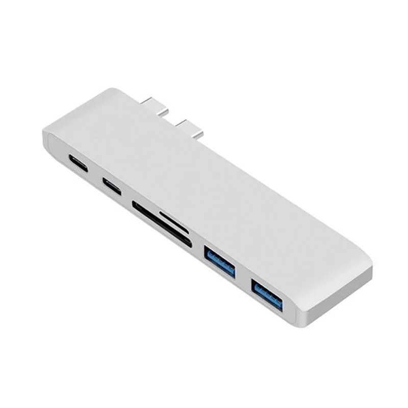 6 в 1 двойной тип C usb-хаб адаптер кард-ридер/Usb 3,0/тип-c зарядный концентратор конвертер для Macbook Pro Mac Pc ноутбук