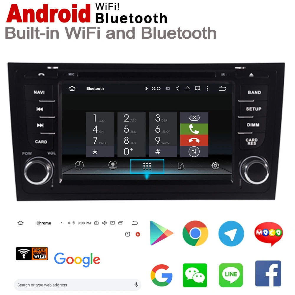 Автомобильный мультимедийный плеер с GPS навигацией радио Wi Fi IPS Android 2 DIN для Audi RS6 4B