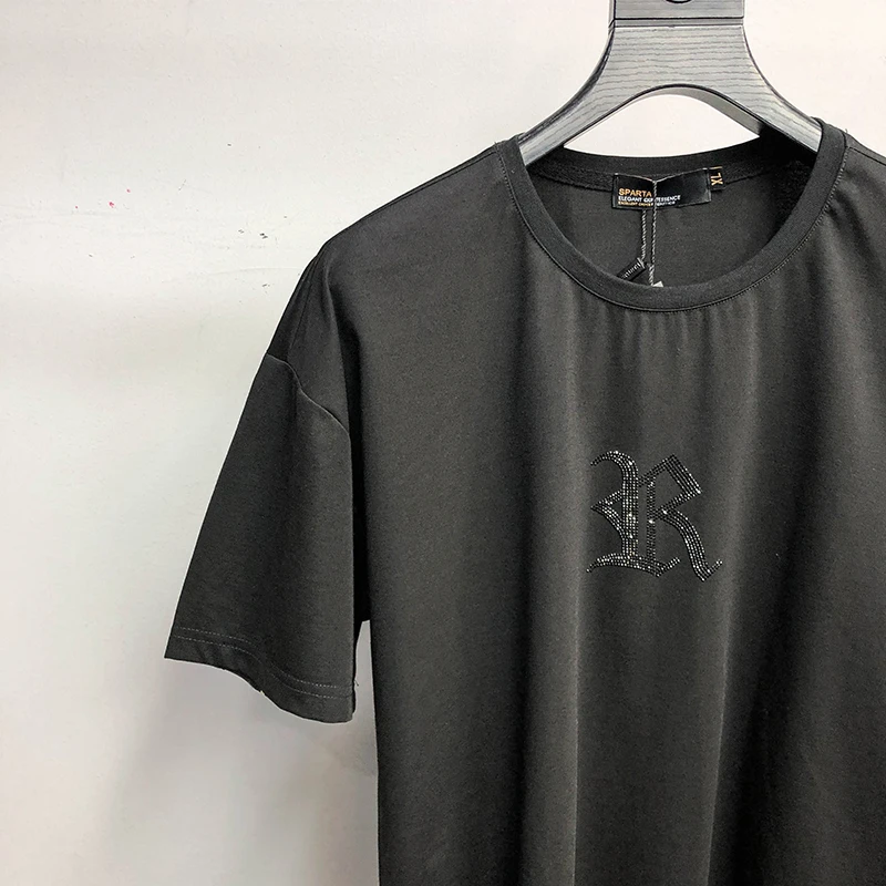 

Men's 2021 summer Casual Short Sleeve pants suit neckline embroidery letter simple Korean versatile two piece suit