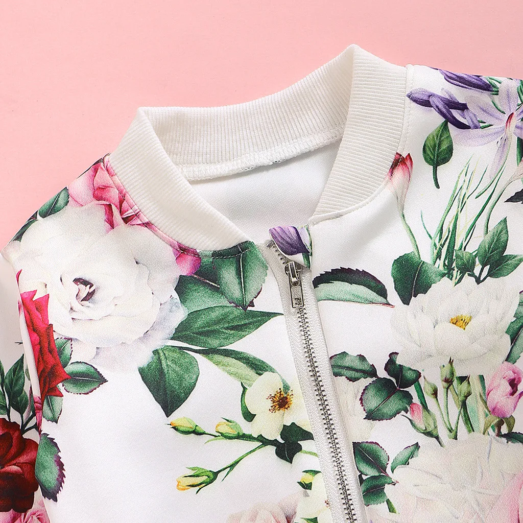 Детская куртка с длинным рукавом на молнии цветочным принтом | одежда и обувь