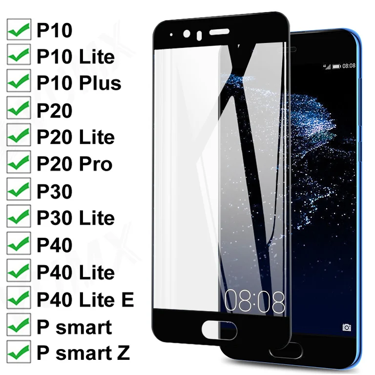 

15D полное закаленное стекло для Huawei P10 Plus P Smart Z 2019 защита для экрана Huawei P30 P40 Lite E P20 Pro Защитная стеклянная пленка