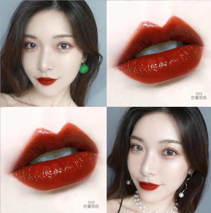 OSW Mirror Surface Lip Gloss Tint Lips Makeup 5 Colors Liquid Lipstick Lasting Moisturizing Non-stick Cup Lip Glaze TSLM2