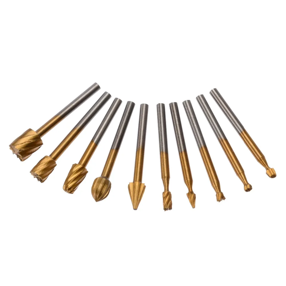 10 шт. 3 мм HSS титана заусенцы фрезы ротационные напильники Набор для гравировки