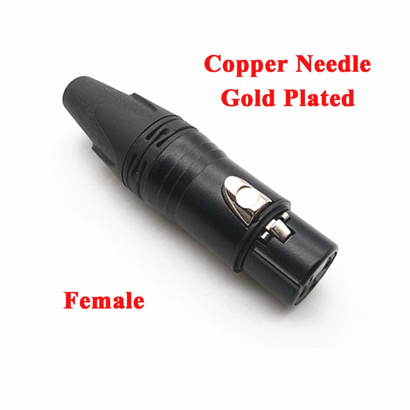 

Copper Needle Gold Plated 3 Pin Xlr Connector Female Plug Audio Microphone Cable Connector Internal Thread Xlr Cannon Male Plug