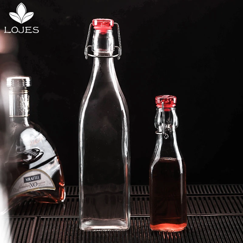 Бутылка для воды Квадратная бутылка сока с пряжкой лимонного кухонная