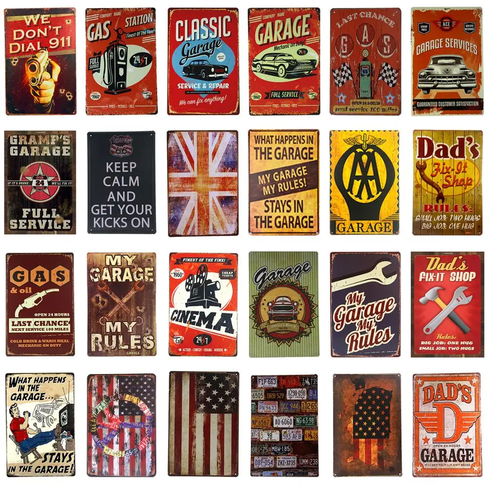 

Dad's Fix- It Shop Metal Plate Vintage Shabby poster Wine Drink Tin Signs For Bar Pub Club Garage Wall Decor