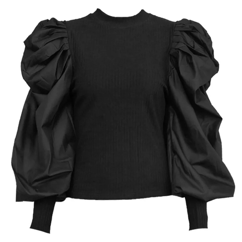 Осенний свитер Женский легкий вес женский с пышными рукавами вязаный пуловер 2019