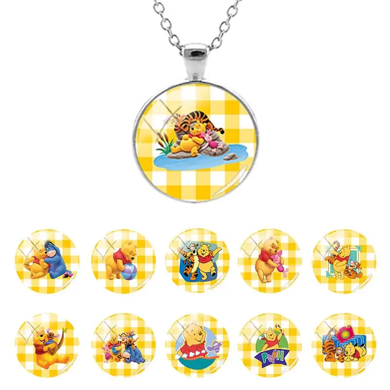 

Disney Winnie The Pooh Animation New Fashion 25mm Glass Dome Pendant Necklace for Girls Gift Dinner Party Cabochon Jewelry WN210