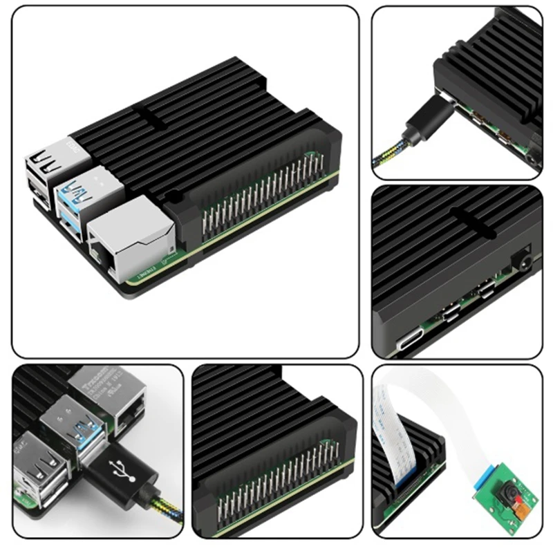 Для Raspberry Pi 4 Модель B Алюминиевый Чехол Пассивный охлаждающий сплав защитный