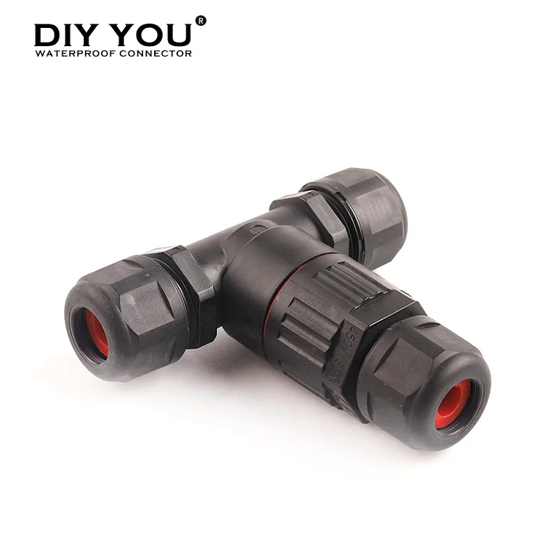 IP68 Waterproof Connector T Shape 3 Pin Cable Wire Gland Sleeve Connectors quick Screw connection Outdoor waterproof Terminal |