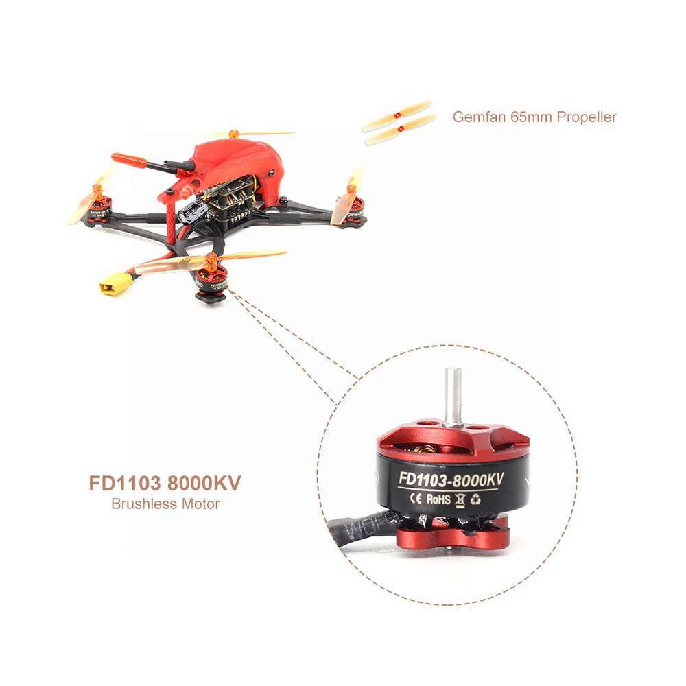 HGLRC зубочистка Parrot120 Pro 120 мм FPV гоночный Дрон с камерой 1200TV 2-4S F4 Контроллер полета