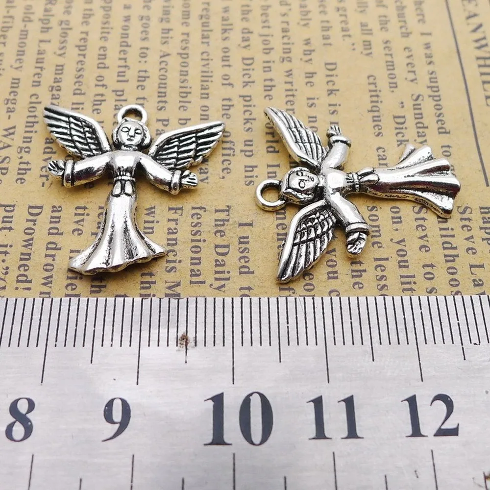 

120pcs Angel Charms 24mm x 25mm DIY Jewelry Making Pendant antique silver color