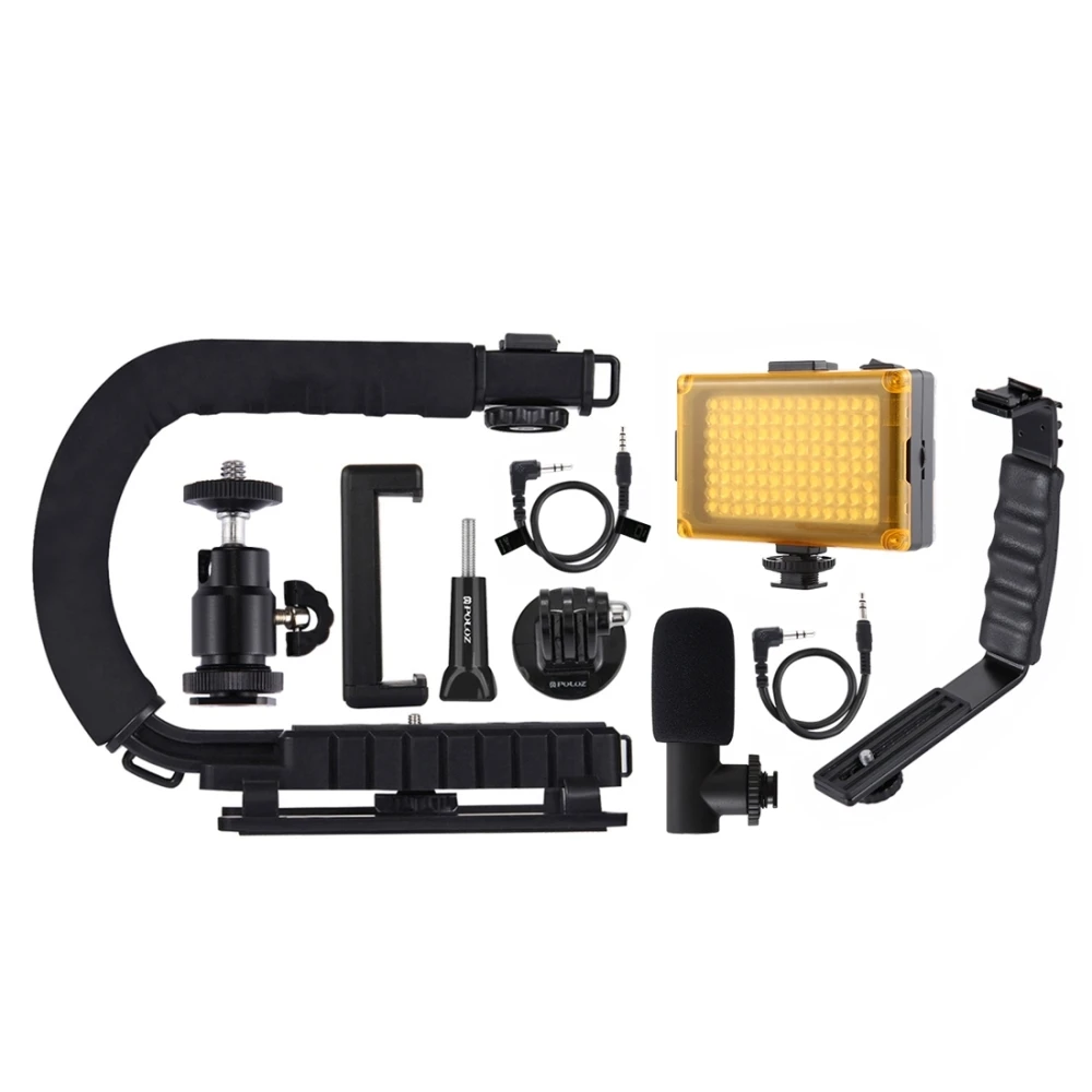 PULUZ для Steadycam U-Grip c-образная рукоятка Стабилизатор камеры w/h штатив головка телефона Зажим адаптер для Steadicam DSLR Стабилизатор - Цвет: Full set