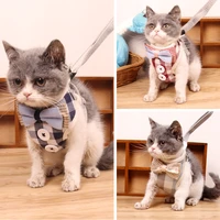 bow cat harness and leash set nylon mesh kitten puppy dogs vest false collars for cats toys for cats accessories for home pet