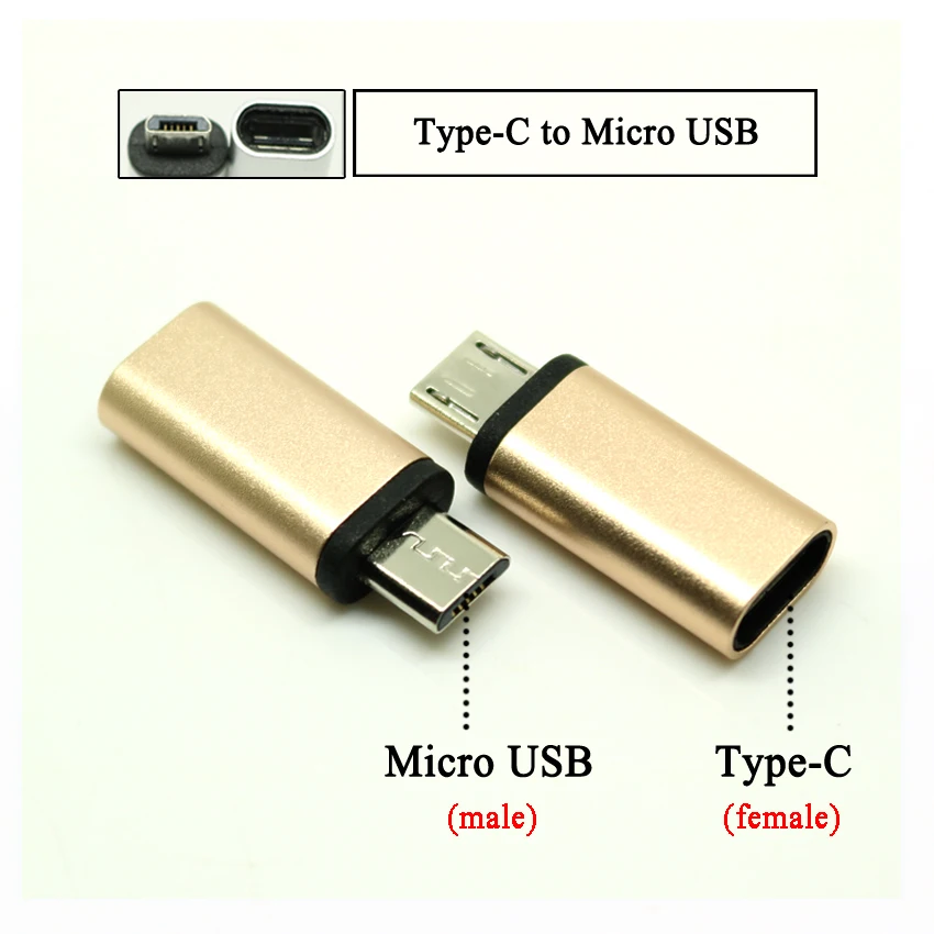 Micro male Gold 2 шт. type C к Micro USB/Micro к type-C OTG адаптер Поддержка синхронизации данных зарядный конвертер для Macbook Xiaomi huawei для samsung - Цвет: Micro male Gold
