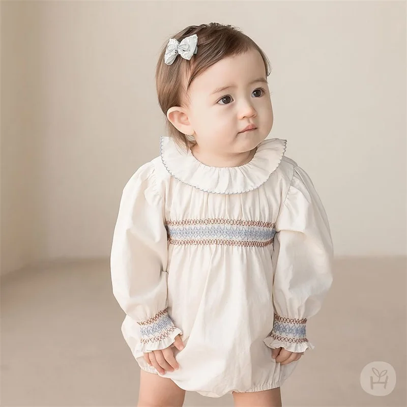 

Боди для маленьких девочек, хлопковый комбинезон с воротником, комбинезоны с шапочкой, Одежда для новорожденных