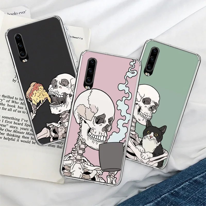 

Fashion skeleton Phone Case For Honor 20 Pro 10 10i 9 8 8A 8S 8X 7A 7S 7X Capa Huawei P Smart 2021 Y9S Y5 Y6 Y7 Y9 Cover