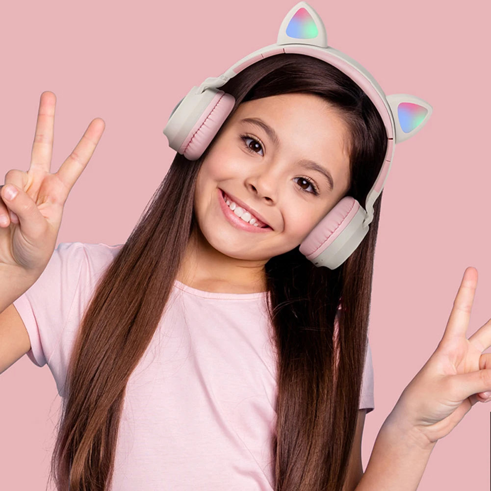 С милыми кошачьими ушками для девочек Bluetooth Беспроводной светодиодный