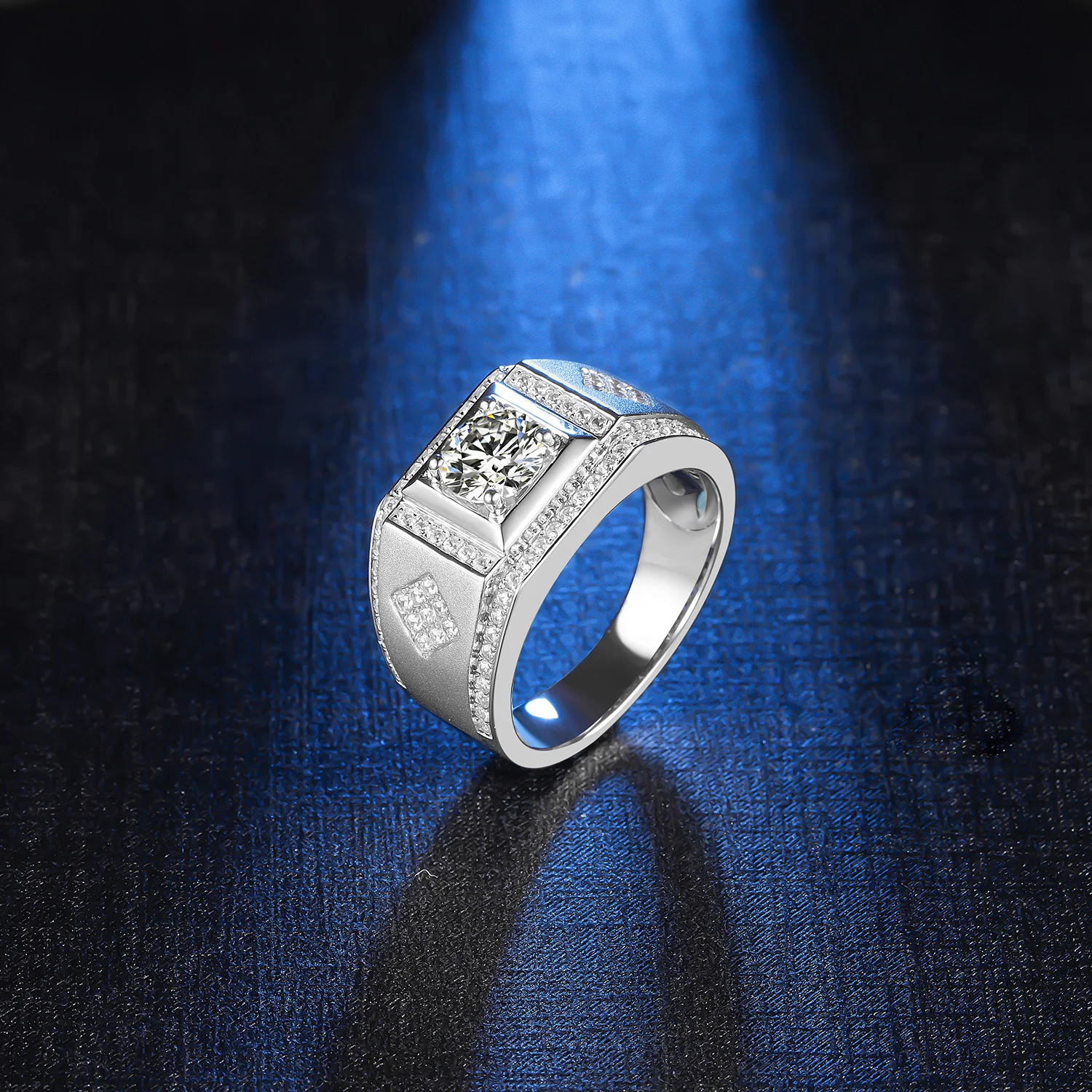 BOEYCJR S925 Стерлинговое Серебро 1ct F цвет Moissanite VVS1 для мужчин t свадебное кольцо с