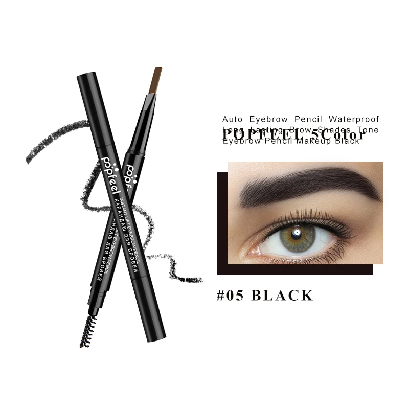POPFEEL 5 Color Tint Makeup Auto Eyebrow Pencil Natural Eyebrows+ Waterproof Eyebrow Powder Long Lasting Eye Makeup Brow Shades