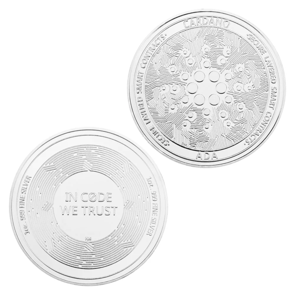 

Декодирующая криптовалюта Ада Кардано, Посеребренная памятная монета, коллекция сувениров и фотоэлементов