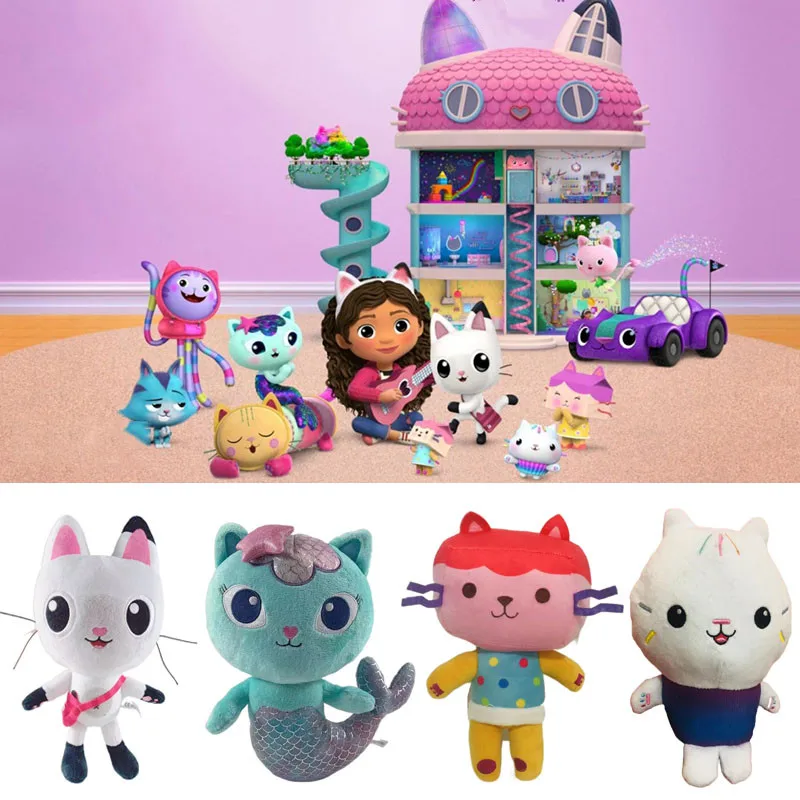 

New Gabby The Dollhouse Plush Toy Fish Market Cartoon Stuffed Animal Mermaid Cat Plush Dolls Kids Christmas Gifts