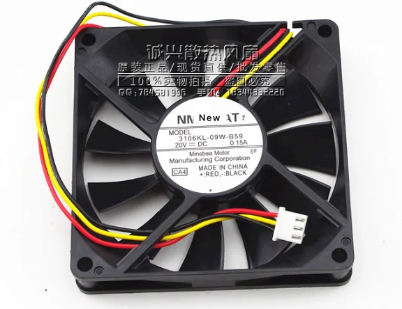 

for NMB-MAT 3106KL-09W-B59 CA4 DC 20V 0.15A 80x80x15mm 3-Wire Server Cooling Fan