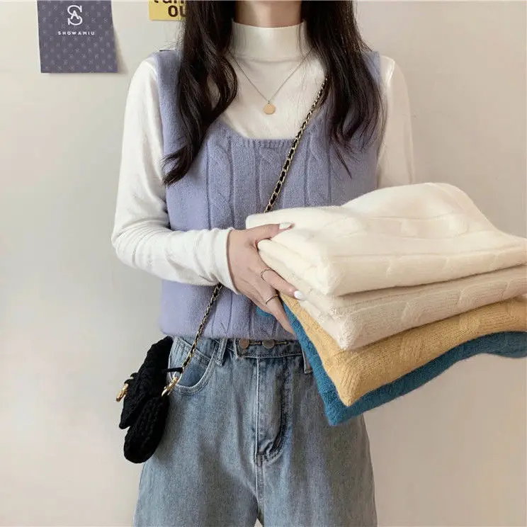 

Осень 2020, Бандажное платье без рукавов, вязаный жилет, женская блузка, женские свитера, женский свитер, зимний свитер