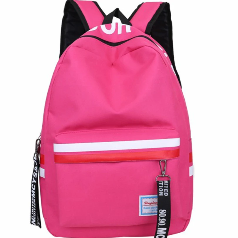Женский рюкзак в полоску водонепроницаемый нейлоновый розовый дорожный