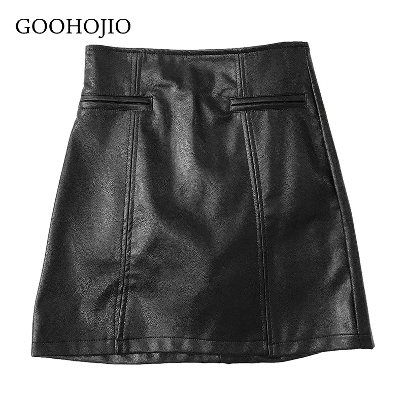

GOOHOJIO 2021 Spring and Autumn Split Fork Skirts Women Party Short Skirts for Women Fashionable Buttocks Women Pu Leather Skirt