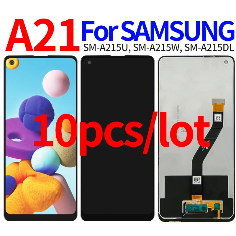 

10 шт./лот для Samsung Galaxy A21 A215, ЖК-дисплей, сенсорный экран, дигитайзер, для сборки, для Samsung A215U A215W A215DL запасная часть для замены процессора изобр...
