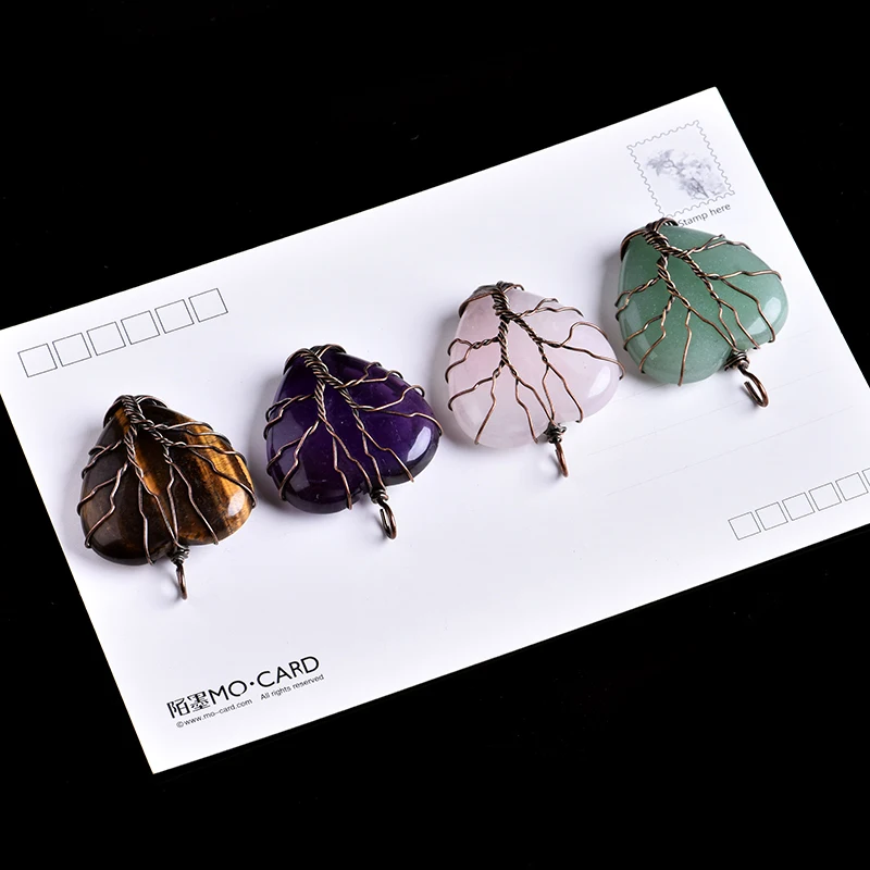 Подвески из натурального кристалла в форме сердца подвески дерева жизни с