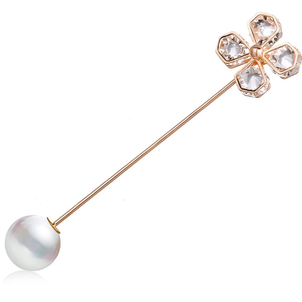 Женская Винтажная брошь с искусственным жемчугом Большая Золотая двойной