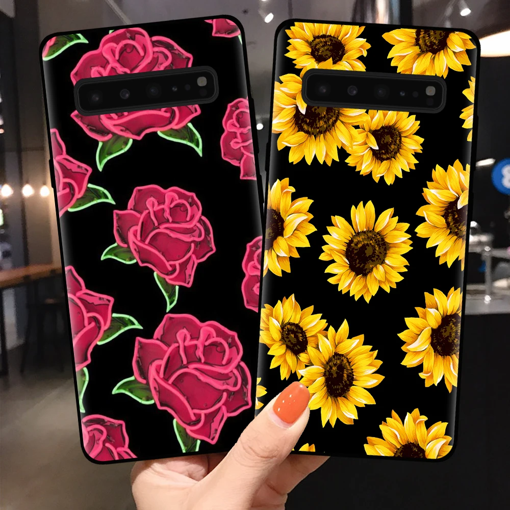 Роскошный чехол с цветами пиона для Samsung Galaxy S7 Edge S8 S9 S10 S11 Plus S10e S11e черный