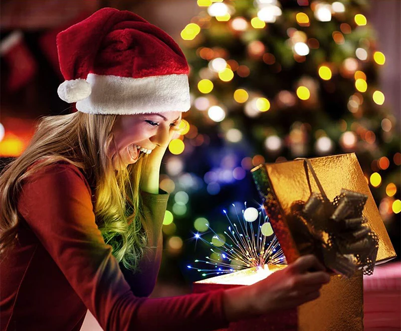 Подвесные гирлянды с дистанционным управлением, 120-200Leds медные фейерверки, рождественские гирлянды, вечерние гирлянды