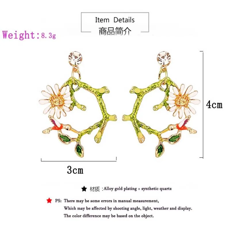 Женские металлические серьги Muylinda модные свисающие в виде цветка эмалированной