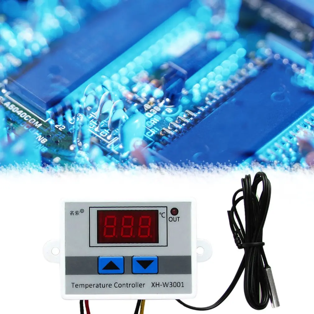 W3001 Temperature Controller Digital Led Thermometer Thermo Switch Probe Dc12/Ac220V |