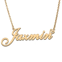 love heart jazmin name necklace for women stainless steel gold silver nameplate pendant femme mother child girls gift