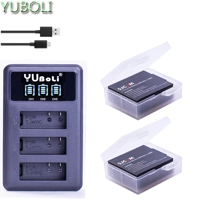 3,7 v 900mAh батарея SJ4000 Батарея SJ5000 SJ6000, Wi-Fi+ ЖК-дисплей 3 лота usb зарядное устройство для спортивной экшн-камеры SJCAM sj 4000 5000 6000 7000 8000 sj9000 M10