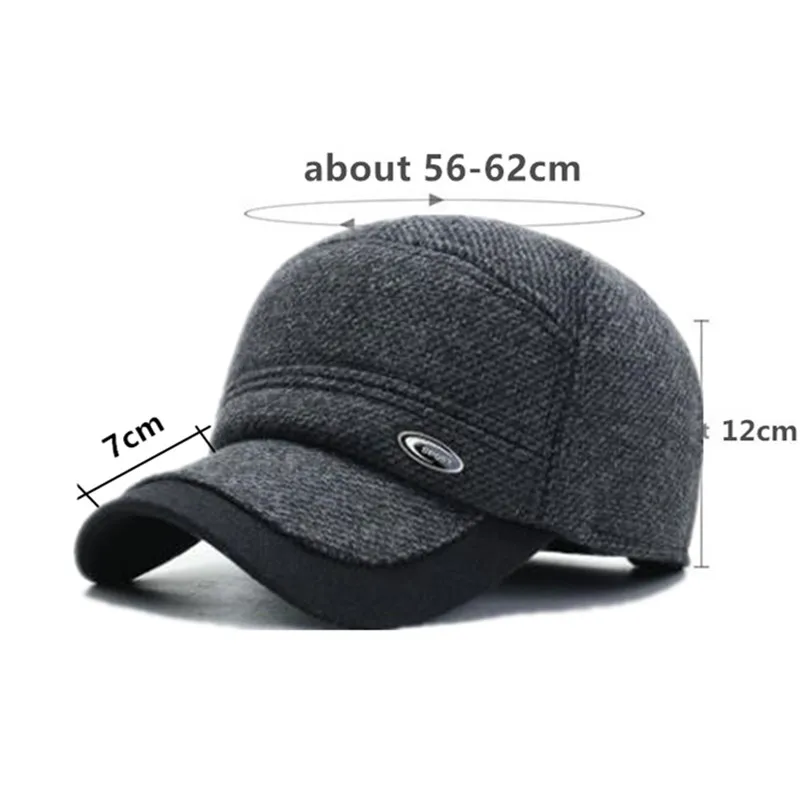 

XdanqinX Winter New Men's Warm Baseball Cap Adjustable Size Earmuffs Caps Snapback Cap Thick Warm Fashion Men Brands Cap Dad Hat