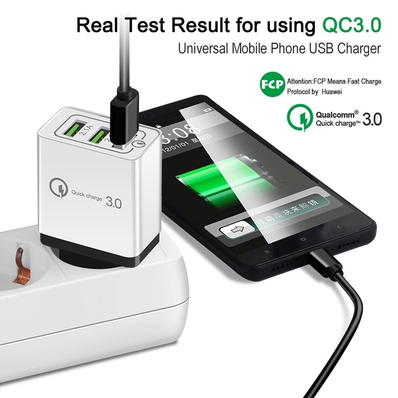 3 порта USB Quick Charge 0 зарядное устройство для быстрой зарядки QC3.0 адаптер мобильный