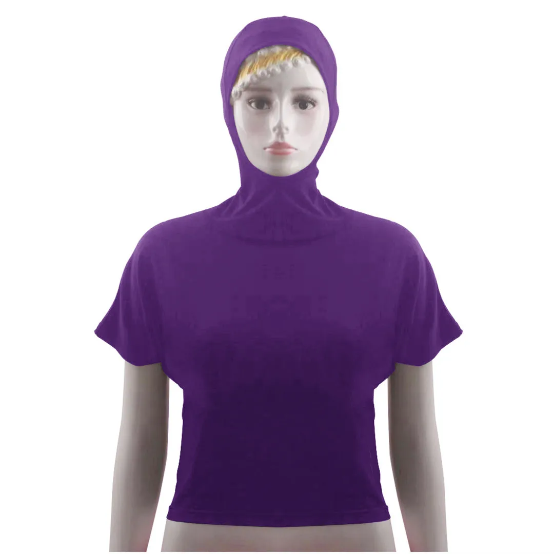 Muslim Hooded T-Shirt Women Tops Short Sleeve Baisc Clothes Turban Hijab Turkey Islamic Sport Swim Wear Stretch Hijabs Caps |