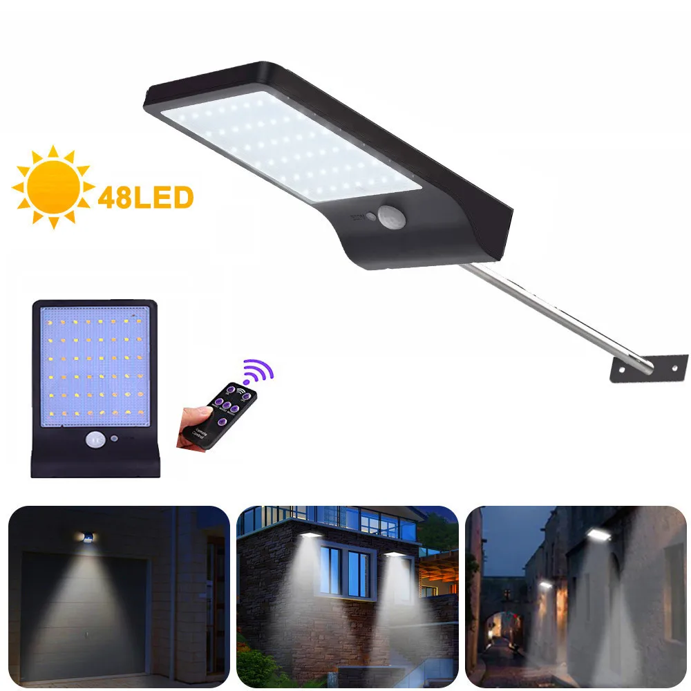 

Новый 48 светодиодный датчик движения PIR на солнечной батарее настенный светильник уличный Водонепроницаемый 3 режима 3,7 В/2000 мАч водонепрон...