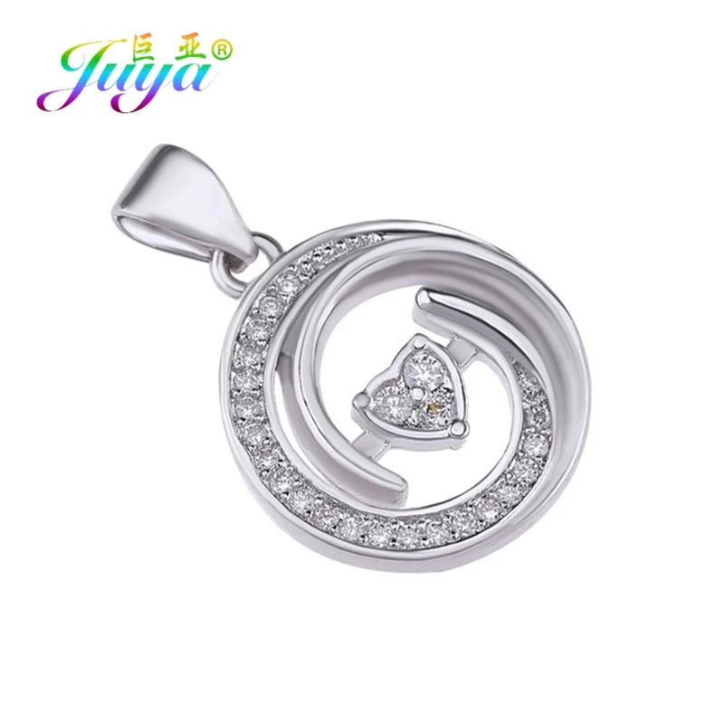 Juya Micro Pave Циркон золото/серебро/розовое золото Любовь Подвеска в виде сердца поставки для женщин модные ювелирные изделия