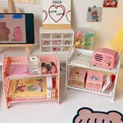 Корейская симпатичная 2-уровневая полка, Пластиковая Полка для хранения, Складная полка для хранения в общежитии, Бесплатная установка, стол для девочек