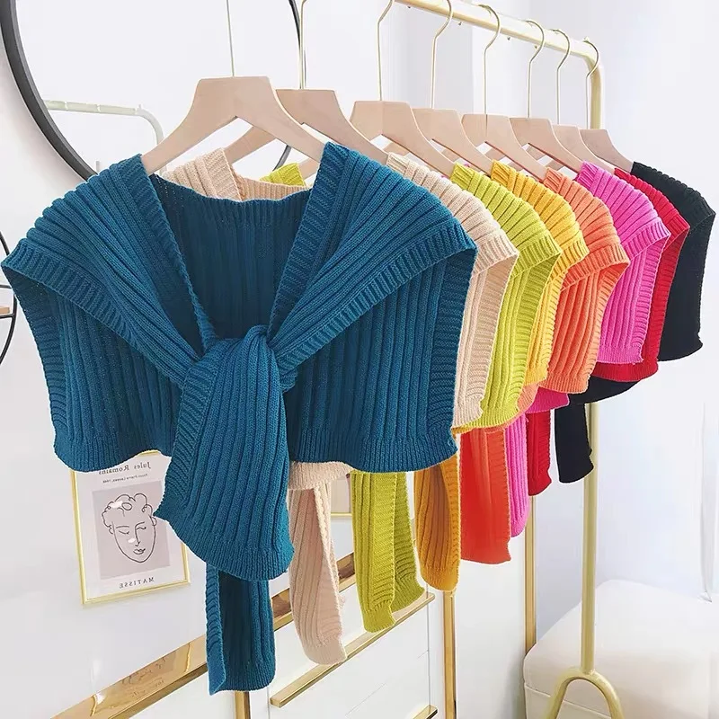 

Женское Ожерелье, рубашка, блузка, цветочный воротник, Осенний трикотажный шейный платок, съемный воротник