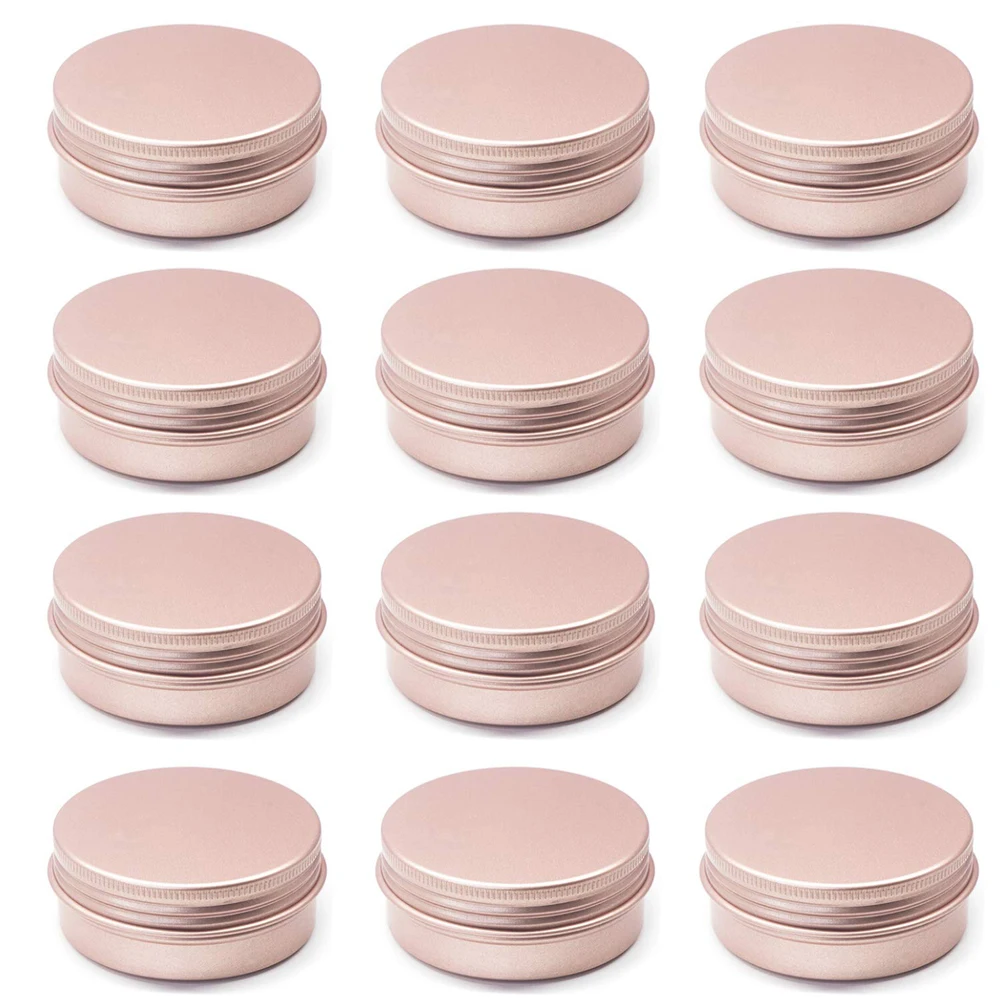 

48pcs 60g 2oz Aluminum Tin Jar 60ml Rose Gold Cosmetic Refillable Containers With Screw Lid For Cosmetic Lip Balm Cream Candle